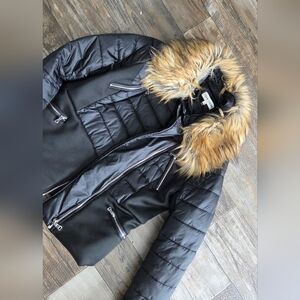 John + Jenn Black Jacket with Faux Fur